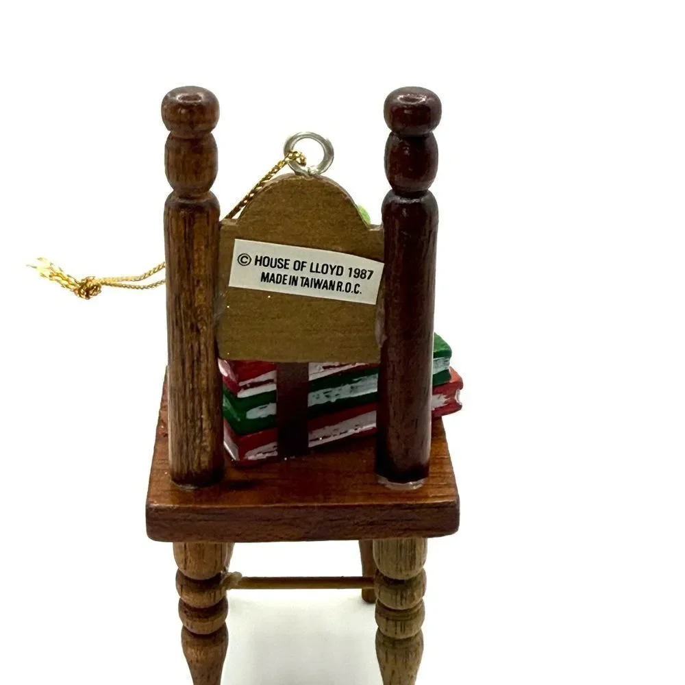 Vintage House Of Lloyd Teacher Christmas Ornament Chair Books 1987